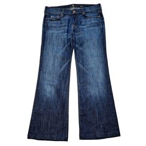 7 for all Mankind Dojo Jeans Women’s 31x30 Altered Flare Wide Leg Dark Wash EUC